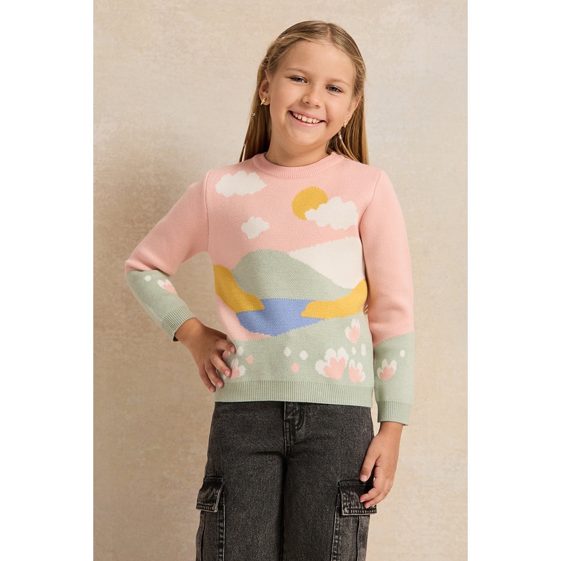 Girls Multicolour Knitted Pullover