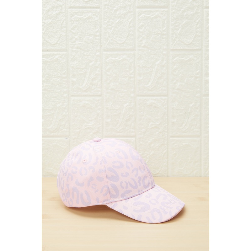 Girls Pink Animal Print Embellished Cap