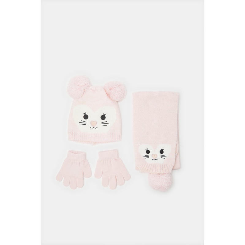 Girls Pink Knitted Set (3 Piece)