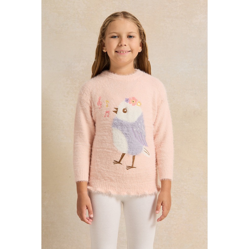 Girls Pink Placement Print Pullover