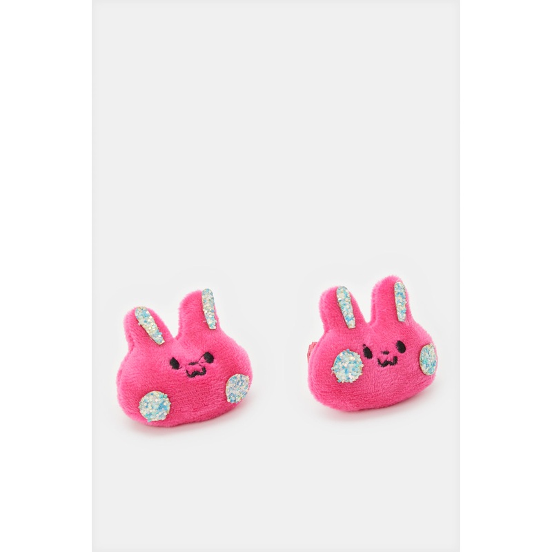 Girls Pink Rabbit Hair Clip Set (Pack of 2)