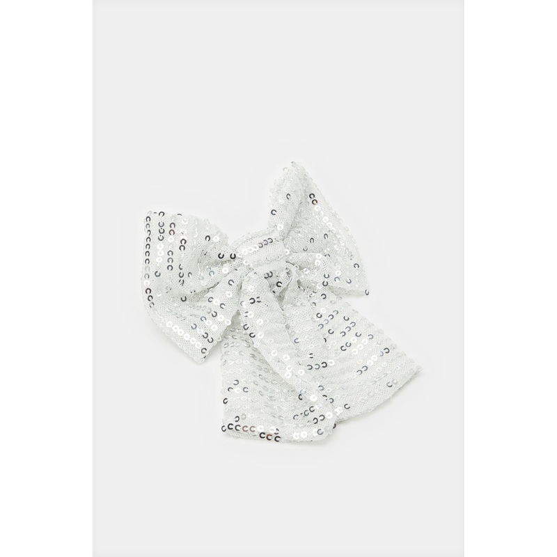 Girls White Embellished Hair Clip Bow
