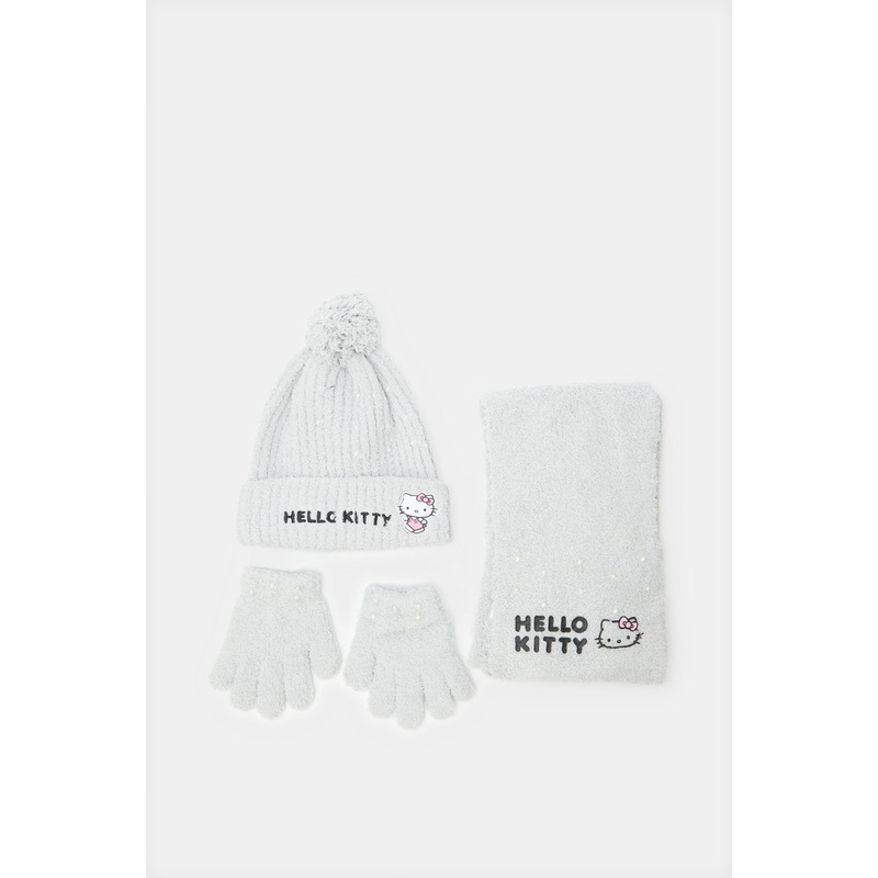 Girls White Hello Kitty Knitted Set (3 Piece)