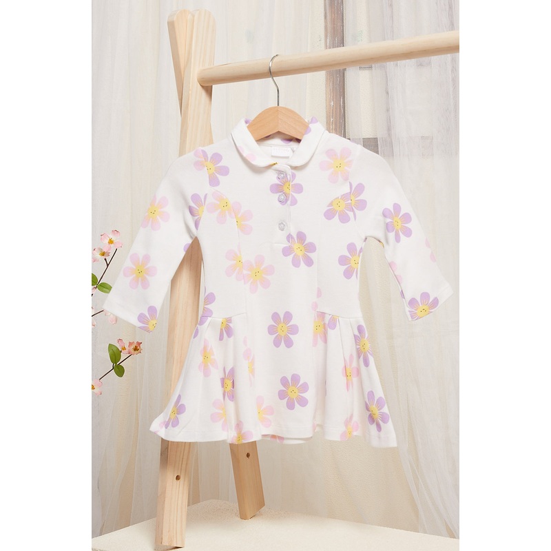 Infant Girls Ivory Floral Printed Dress