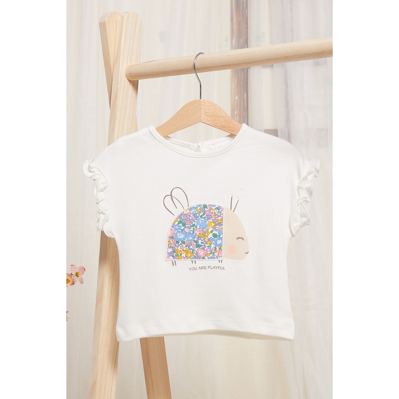 Infant Girls Ivory Printed T-Shirt
