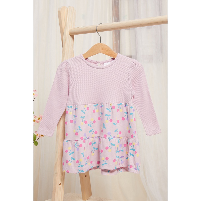 Infant Girls Lilac Cherry Printed Dress