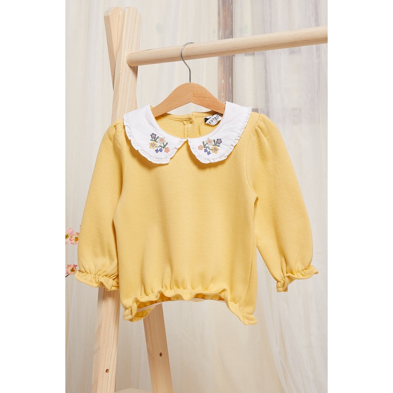 Infant Girls Mustard Peter Pan Collar T-Shirt