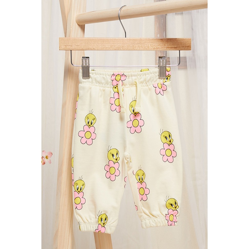 Infant Girls Yellow Tweety Printed Active Pants