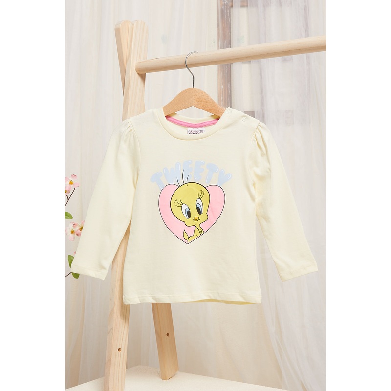 Infant Girls Yellow Tweety Printed T-Shirt