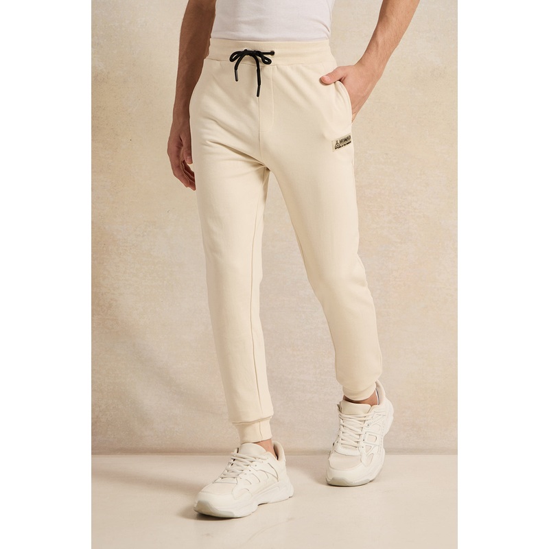 Senior Boys Beige Basic Track Pants