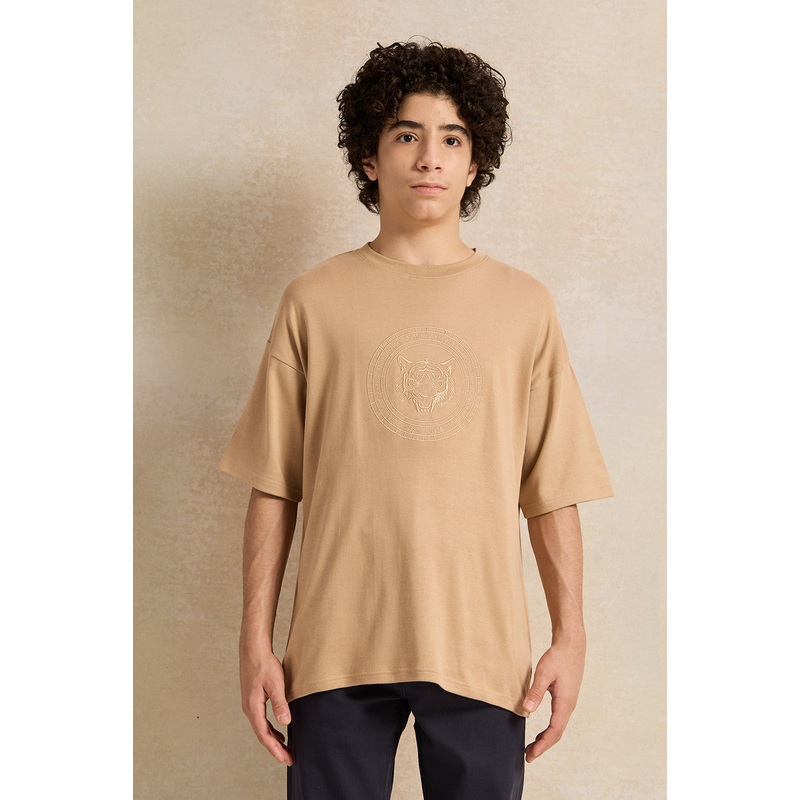 Senior Boys Beige Oversize T-Shirt