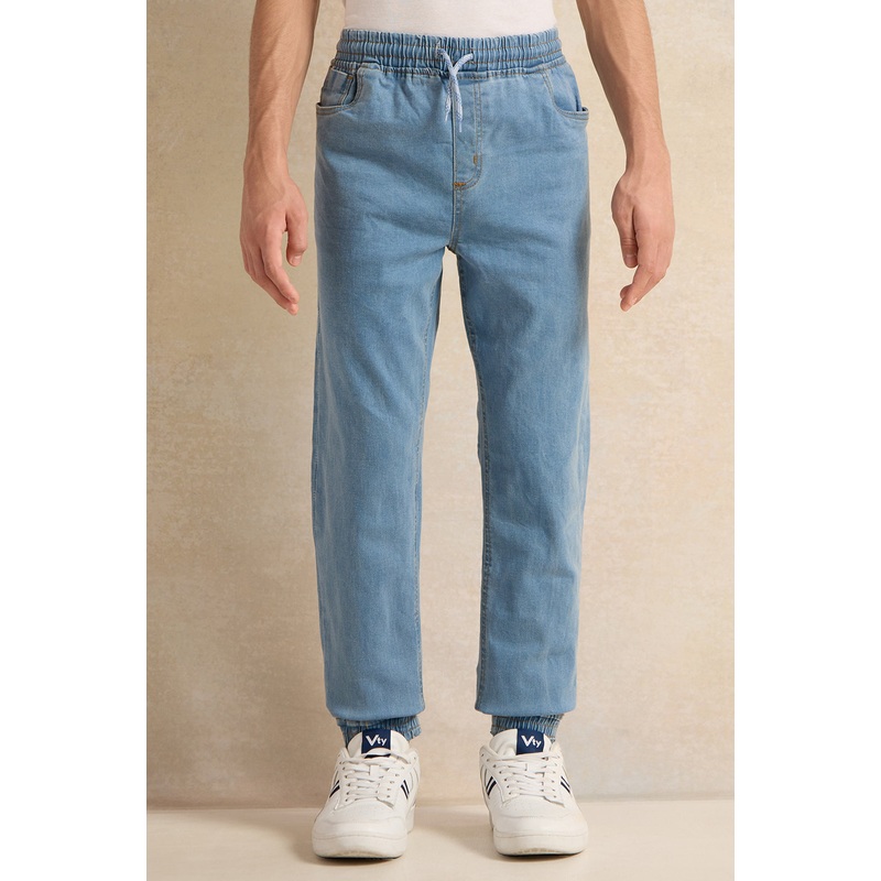 Senior Boys Blue Pull On Jogger Jeans
