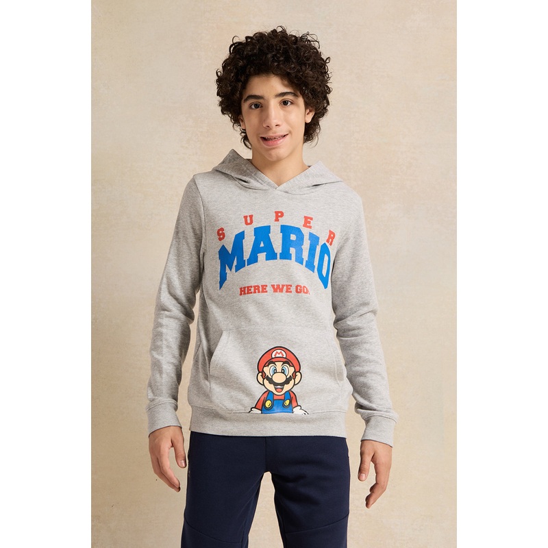 Senior Boys Grey Super Mario Print Sweatshirt