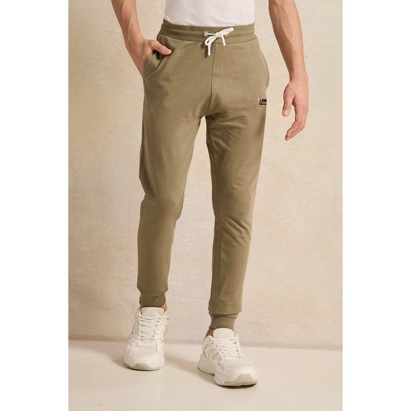 Senior Boys Olive Patch Embroidered Track Pants