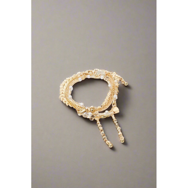 Women Gold Embellished Bracelet Set (4 Piece)