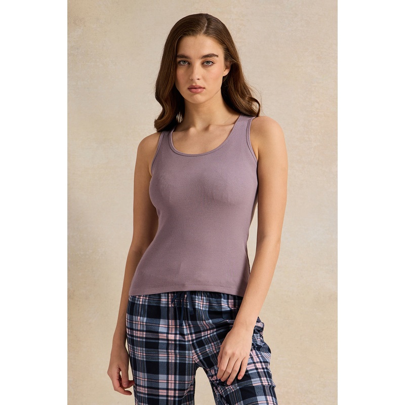 Women Lilac Plain Sleeveless Vest