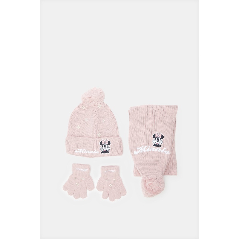 Women Pink Minnie Mouse Knitted Set (3 Piece)