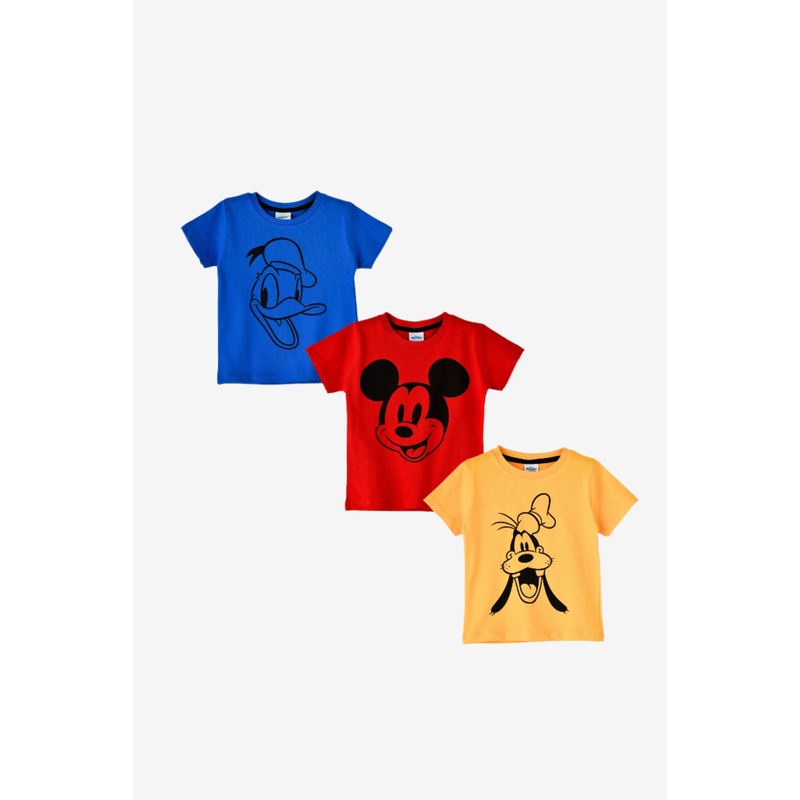 Boys Assorted Mickey Mouse Print T-Shirt Set (Pack of 3)