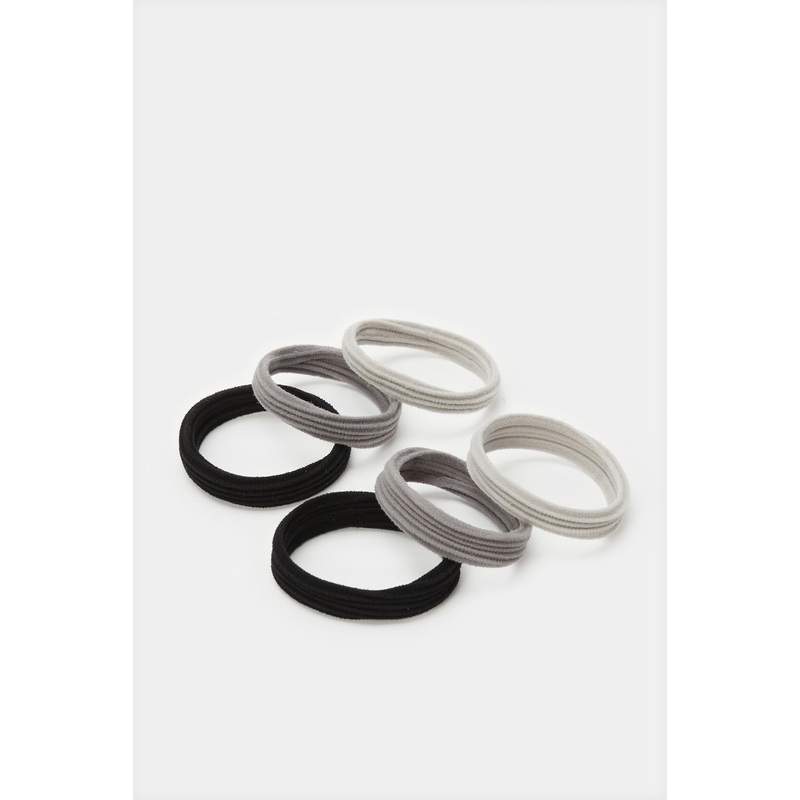 Girls Black And Grey Scrunchy Set (Pack of 9)