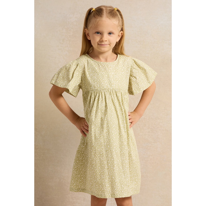 Girls Green Floral Dress|2-3 Years|3-4 Years|4-5 Years|5-6 Years|6-7 Years|7-8 Years