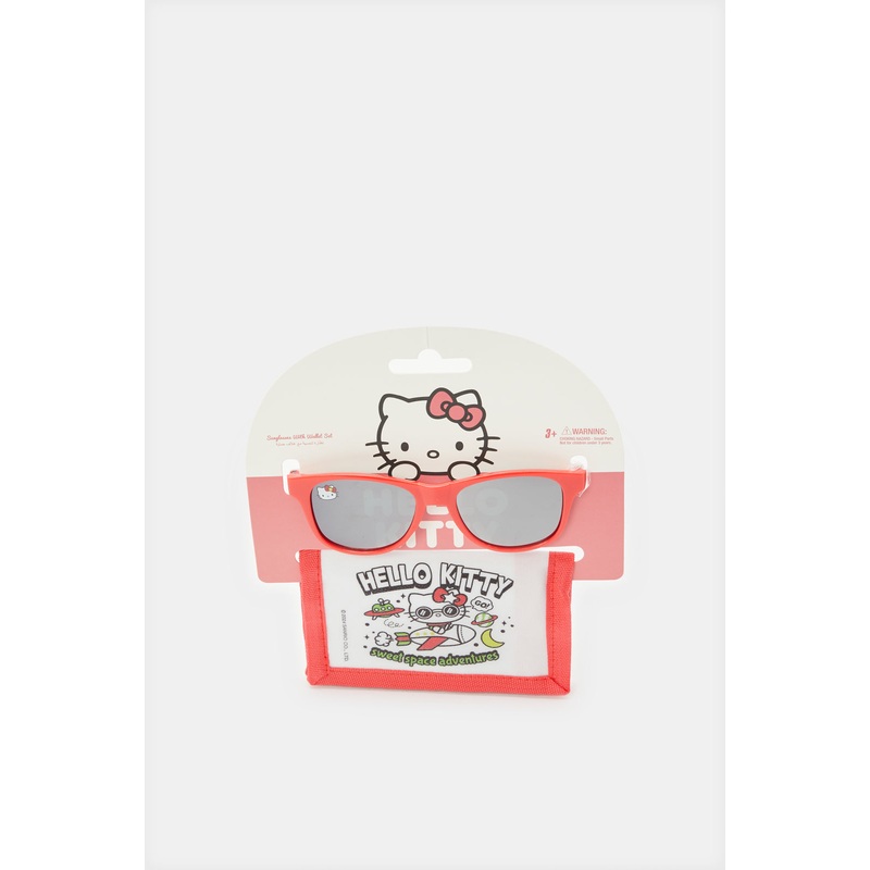 Girls Red And White Hello Kitty Sunglasses With Wallet (2 Piece)
