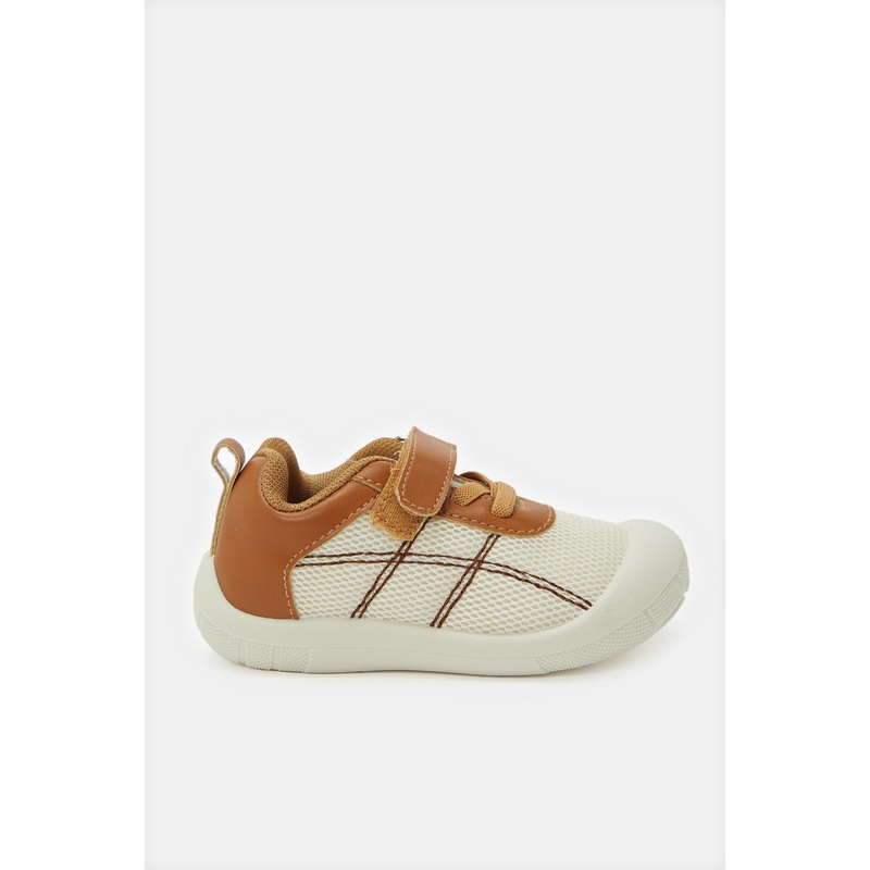 Infant Boys Brown Textured Velcro Pump