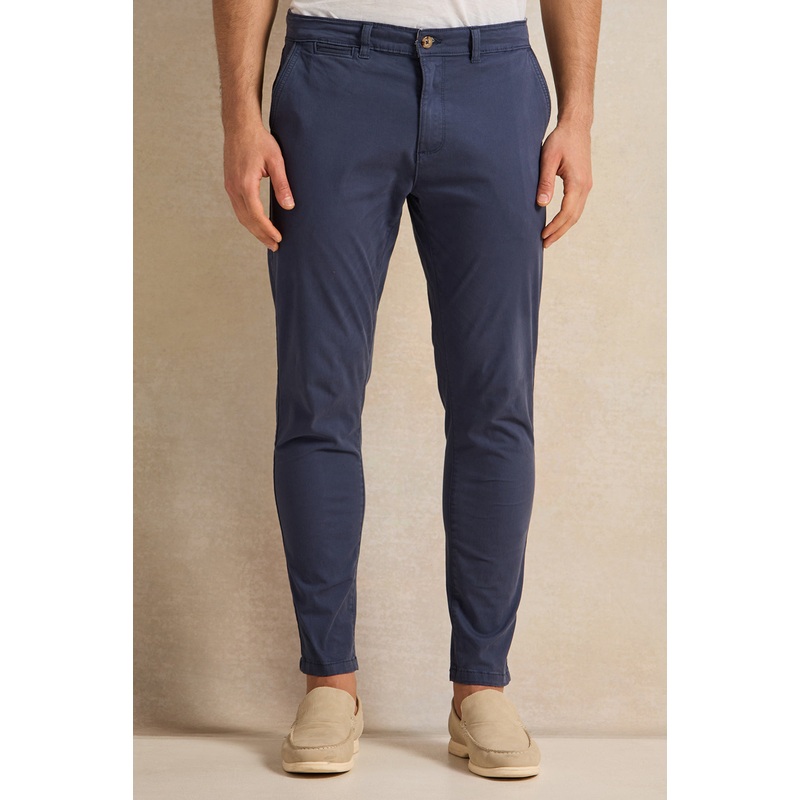 Men Navy Slim Fit Chino Trousers