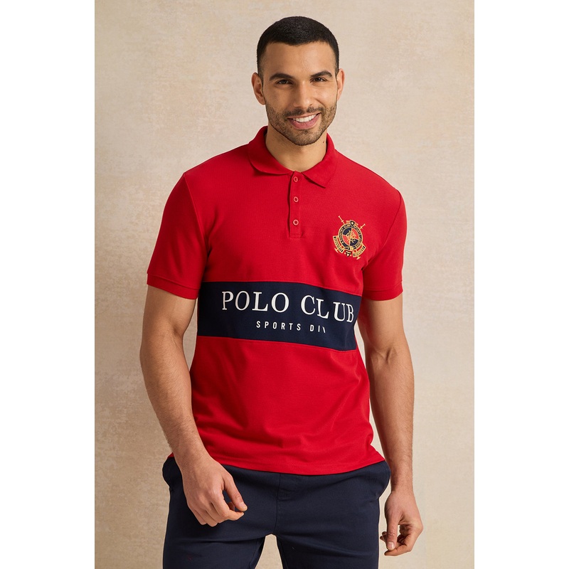 Men Red Casual Polo T-shirt|Small|Medium|Large|X-Large|XX-Large