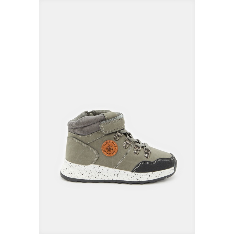 Senior Boys Charcoal Material Bock Hightop Sneakers