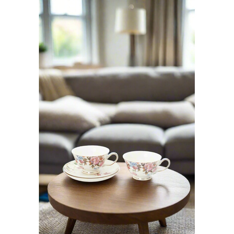 White Floral Printed Tea Set (4 Piece)