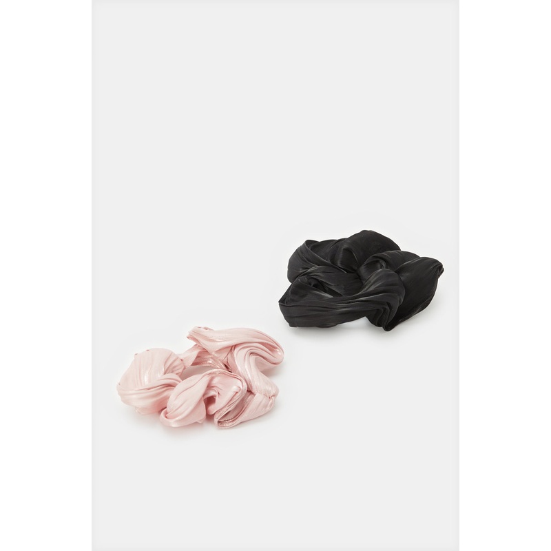 Women Black And Pink Scrunchy Set (2 Piece)