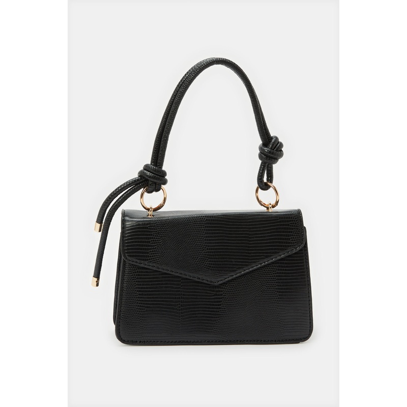 Women Black Embellished Flap Messenger Bag