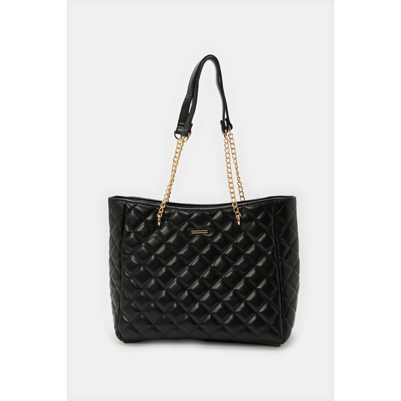 Women Black Quilted Handbag