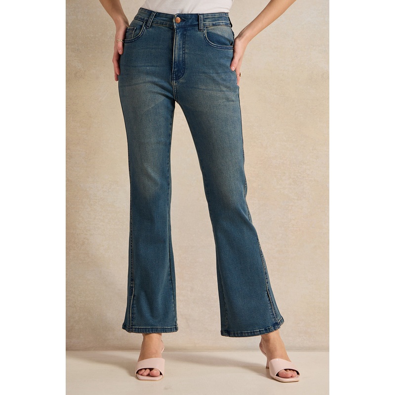 Women Blue Acid Flare Jeans|UK8|UK10|UK12|UK14|UK16|UK18