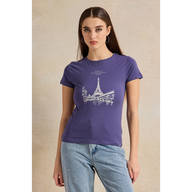 Women Blue Printed T-Shirt|UK8|UK10|UK12|UK14|UK16|UK18