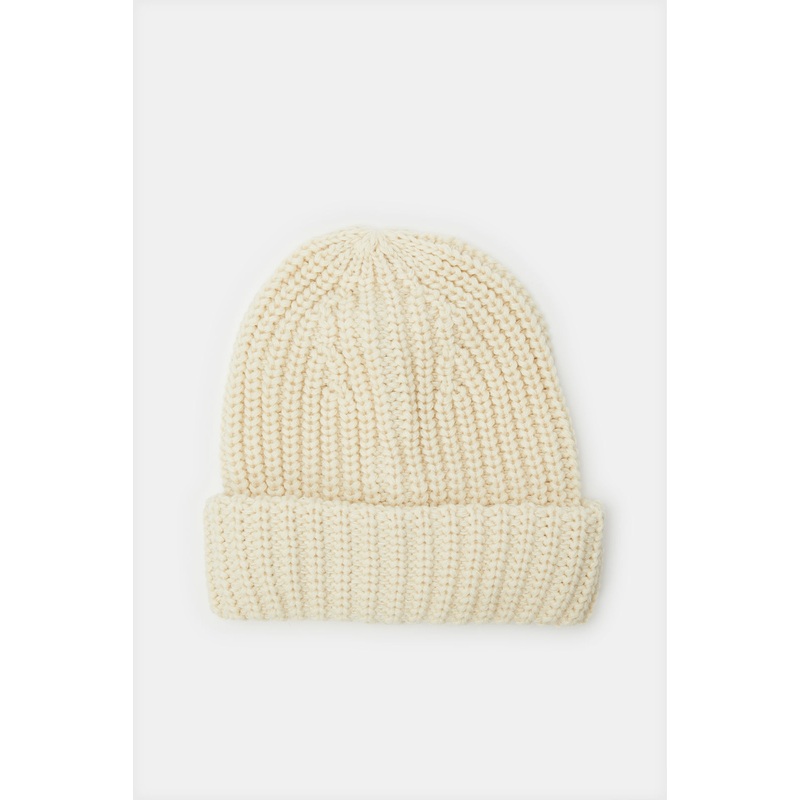 Women White Embellished Knitted Cap