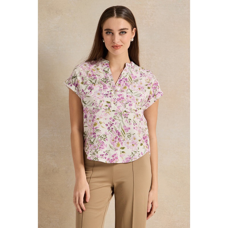Women White Floral Print Top|UK8|UK10|UK12|UK14|UK16|UK18