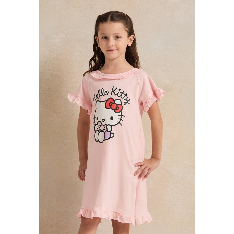 Girls Pink Hello Kitty Printed Nightshirt