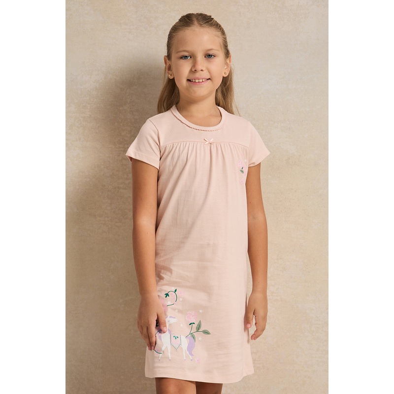 Girls Pink Printed Nightshirt|2-3 Years|3-4 Years|4-5 Years|5-6 Years|6-7 Years|7-8 Years