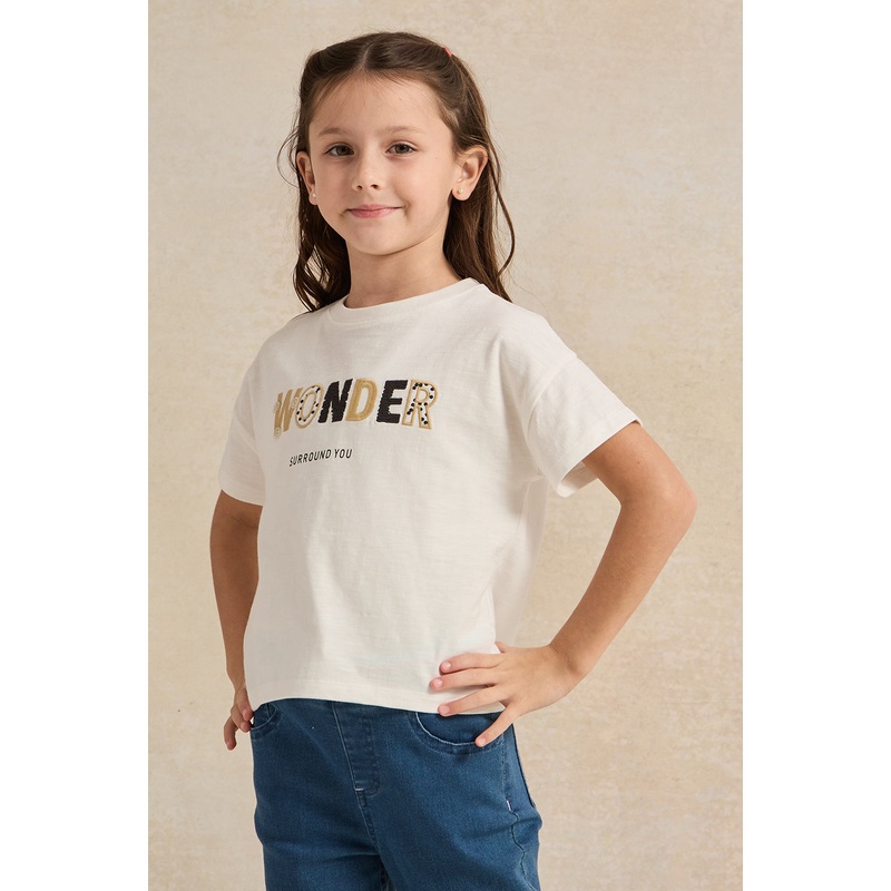 Girls White Print T-Shirt|2-3 Years|3-4 Years|4-5 Years|5-6 Years|6-7 Years|7-8 Years