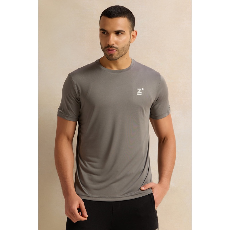 Men Grey Printed Active T-Shirt