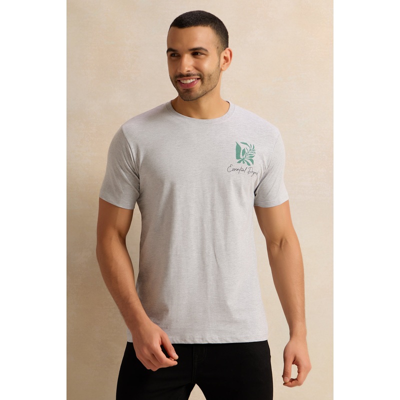 Men Grey Printed Graphic T-Shirt