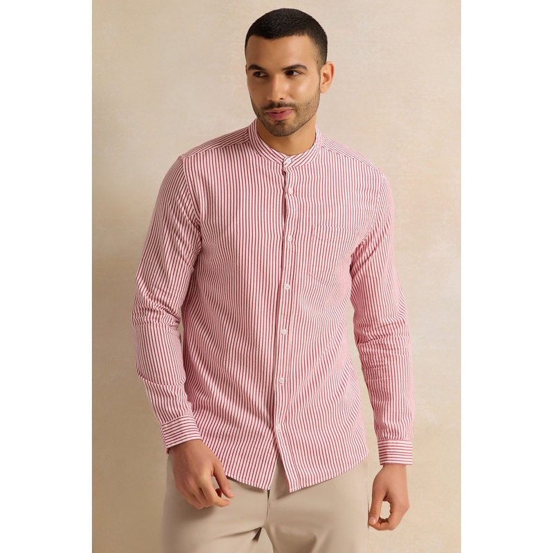 Men Pink Long Sleeve Casual Shirt