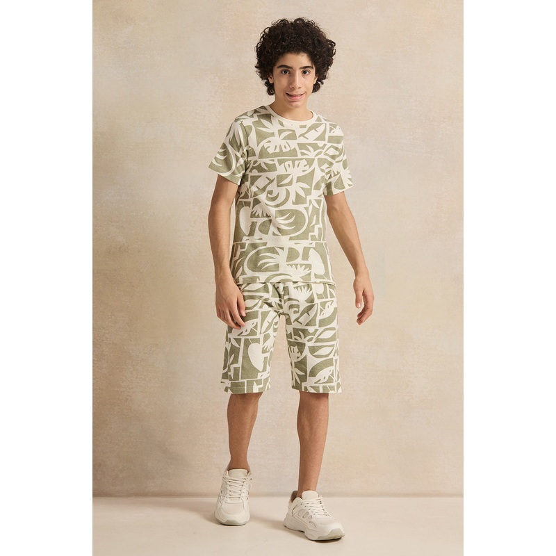 Senior Boys Olive Jacquard Casual Set (2 Piece)