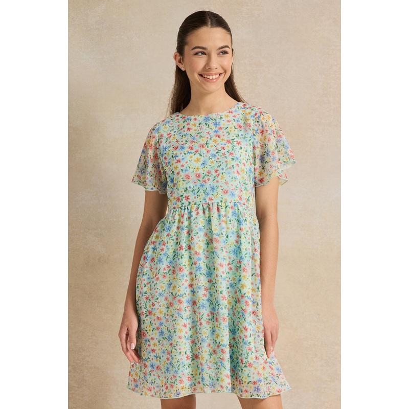 Senior Girls Blue Chiffon Dress