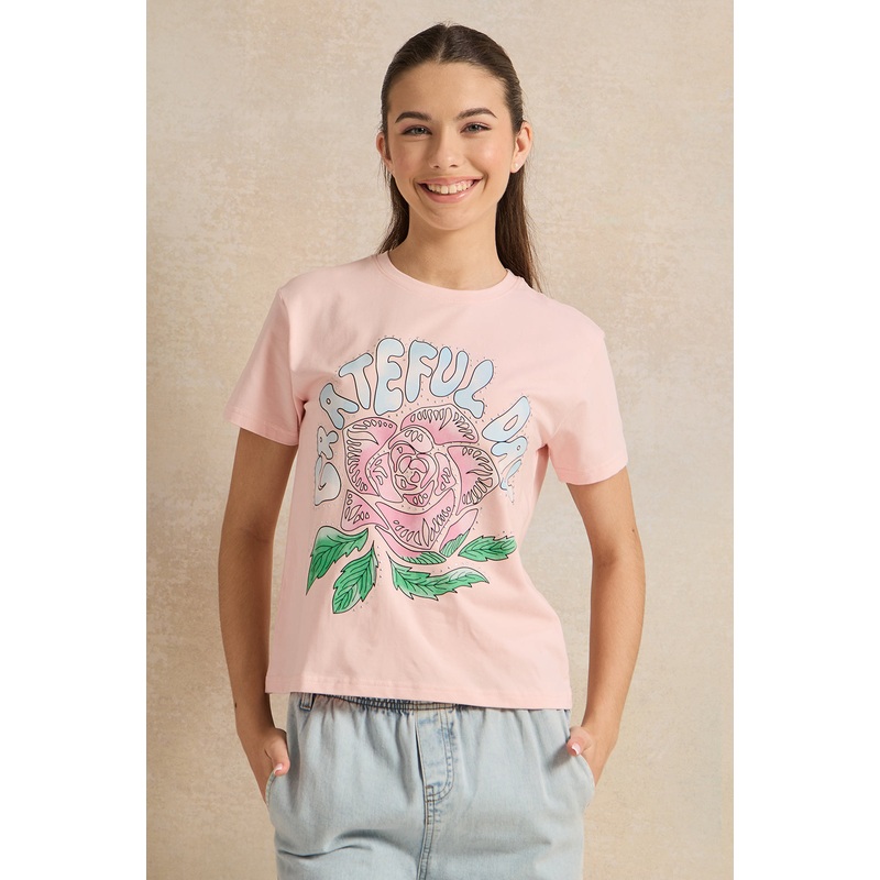 Senior Girls Pink Boxy T-Shirt