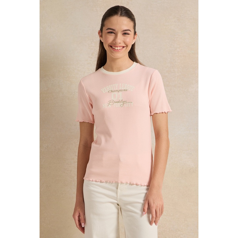 Senior Girls Pink Print T-Shirt
