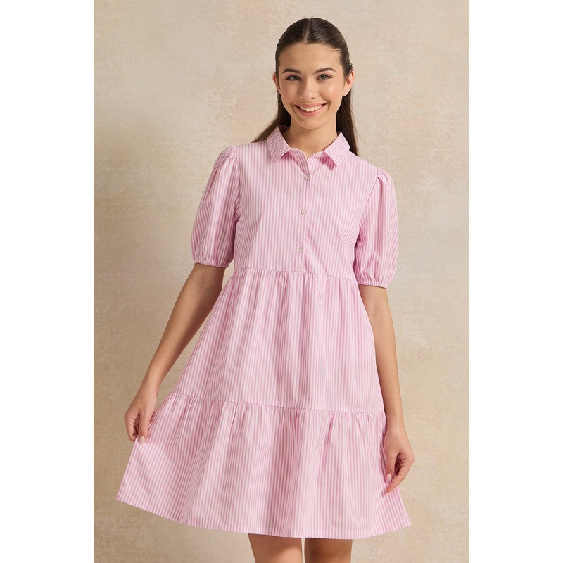Senior Girls Pink Striped Dress