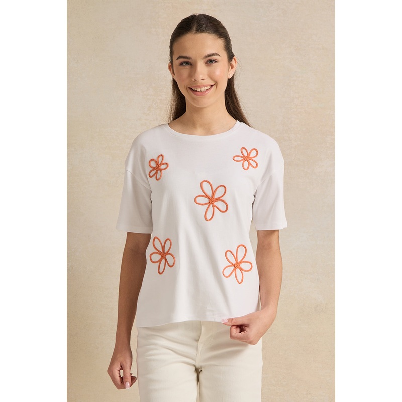 Senior Girls White Drop Shoulder T-Shirt