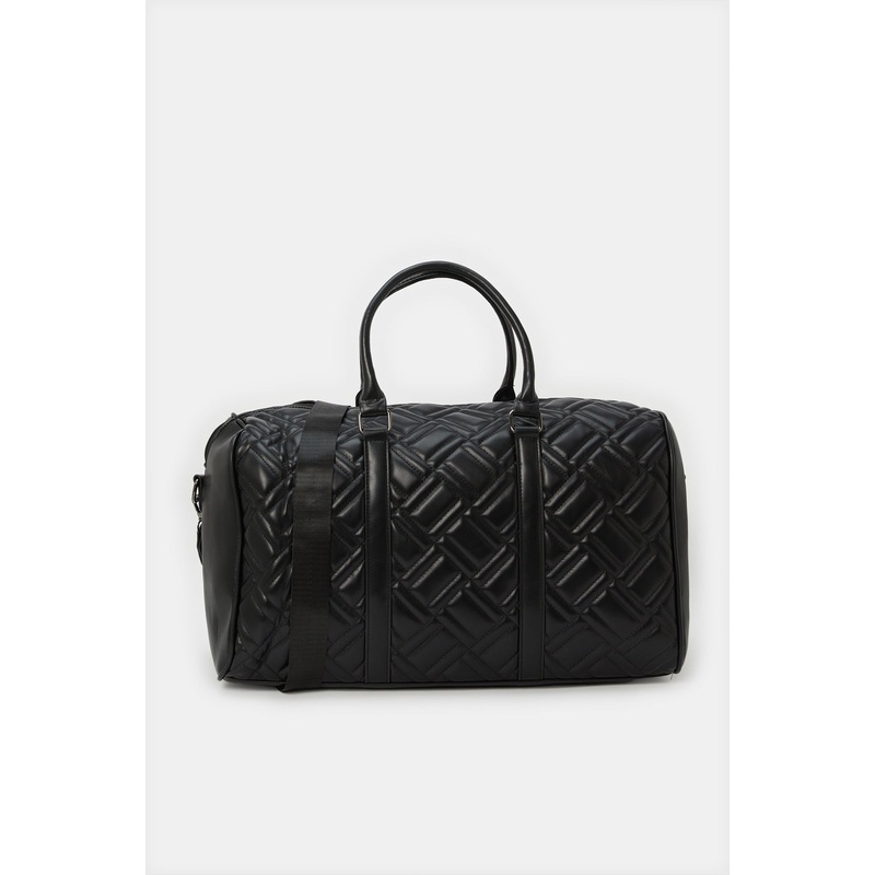Women Black Textured Hold All Bag